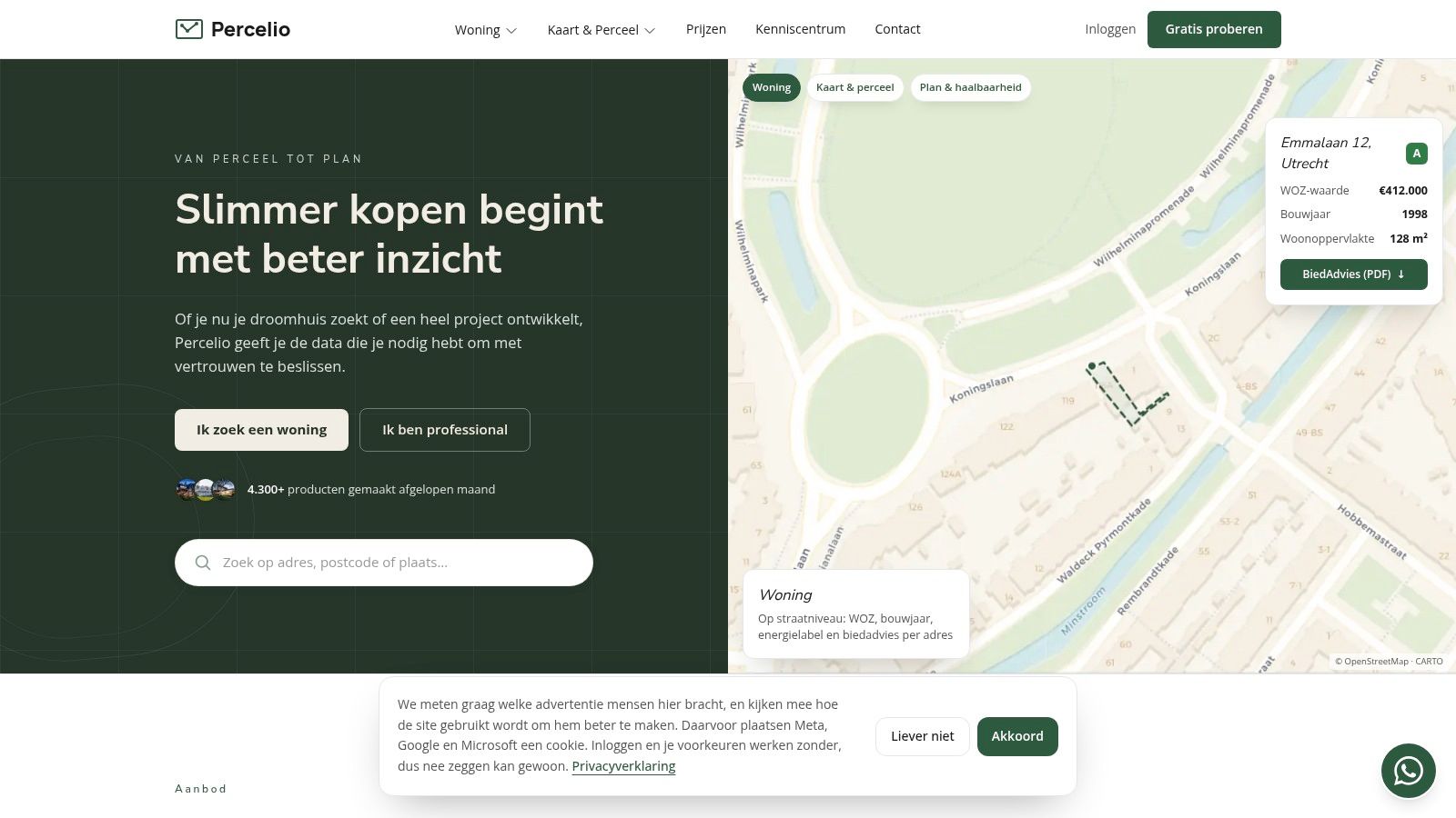 Screenshot from https://percelio.nl