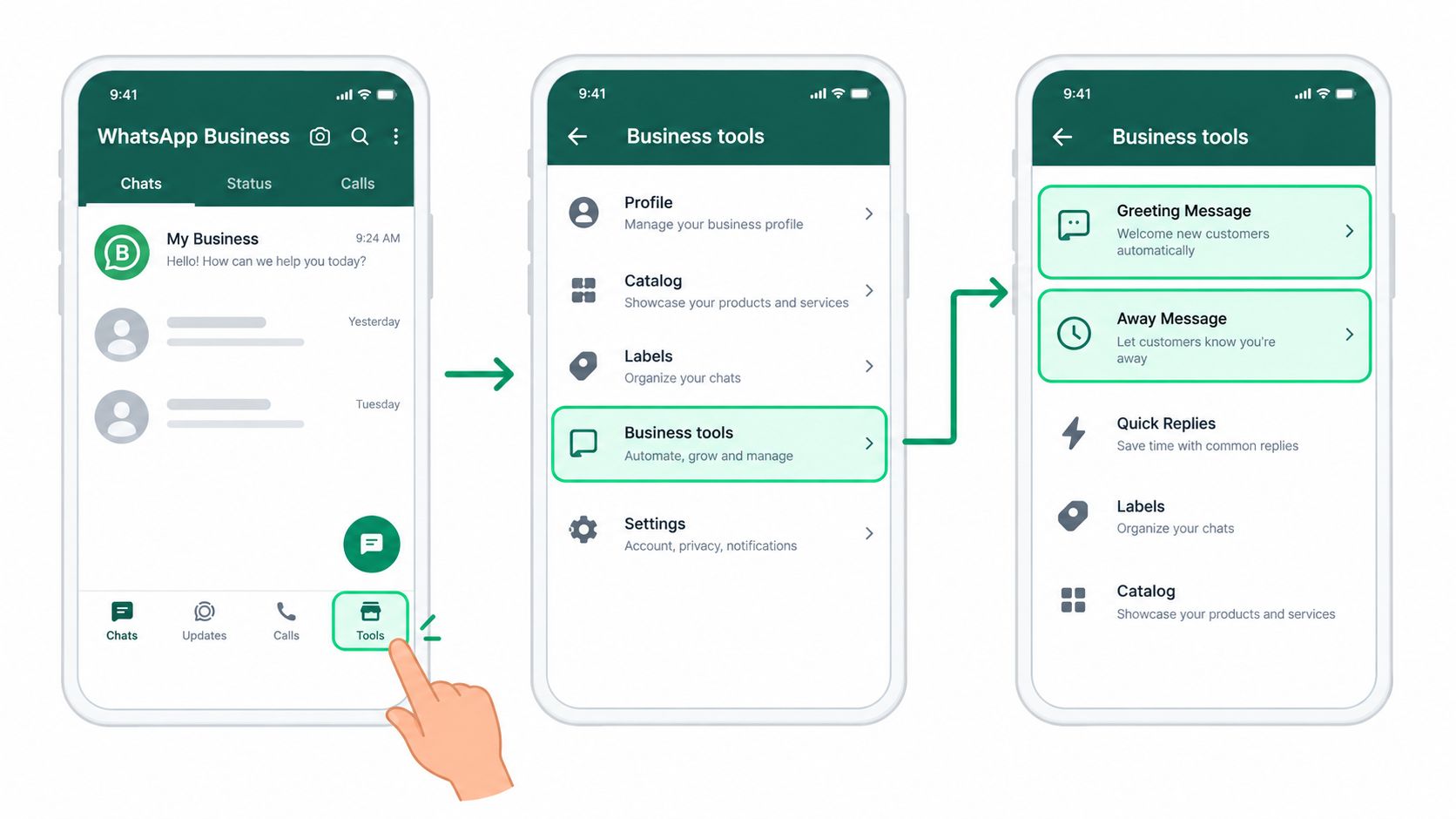 Screenshot from https://example.com/screenshots/whatsapp-business-tools-greeting.png