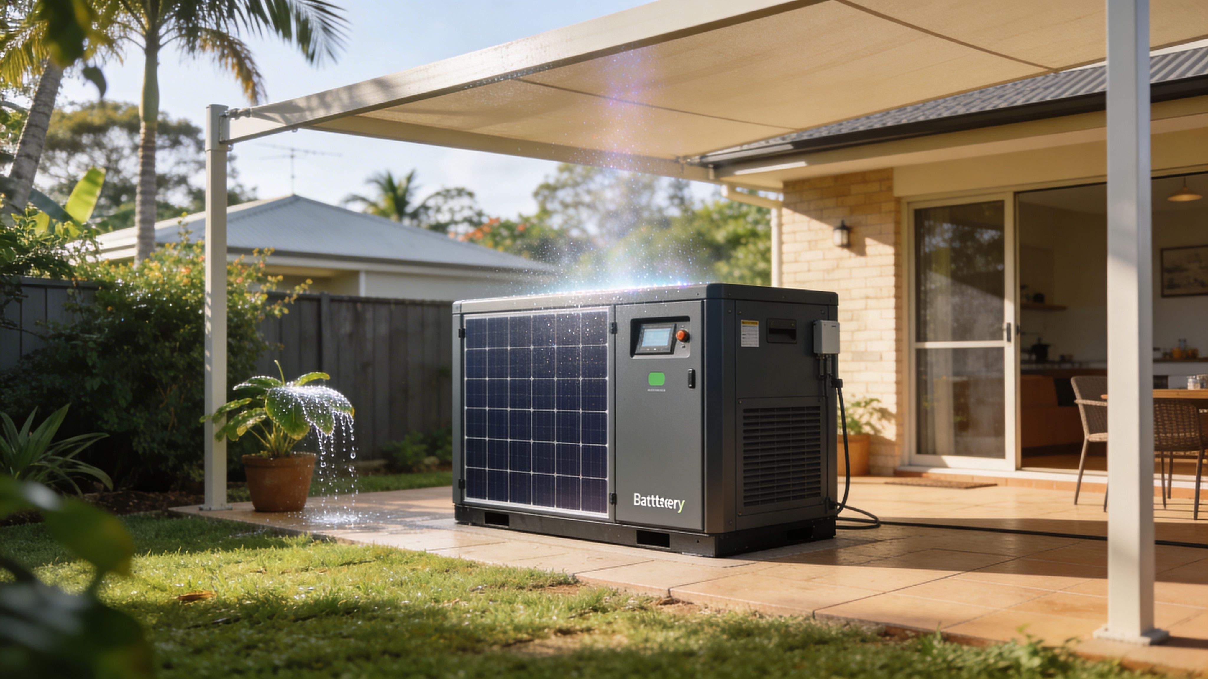 How Long Do Solar Batteries Last? 2026 Guide 3 A Modern Solar Battery Storage Unit Sitting On A Patio, Symbolizing Long-Lasting Renewable Energy For Residential Use.