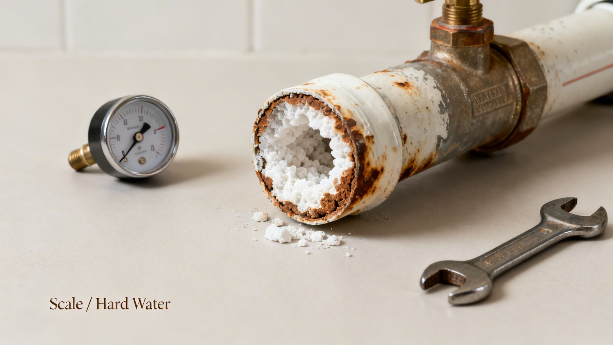 How Long Do Hot Water Systems Last? A Quick Guide To Electric, Gas, And Solar 3 Severely Corroded Water Pipe Cut Open Showing Extensive Hard Water Scale Buildup Inside.