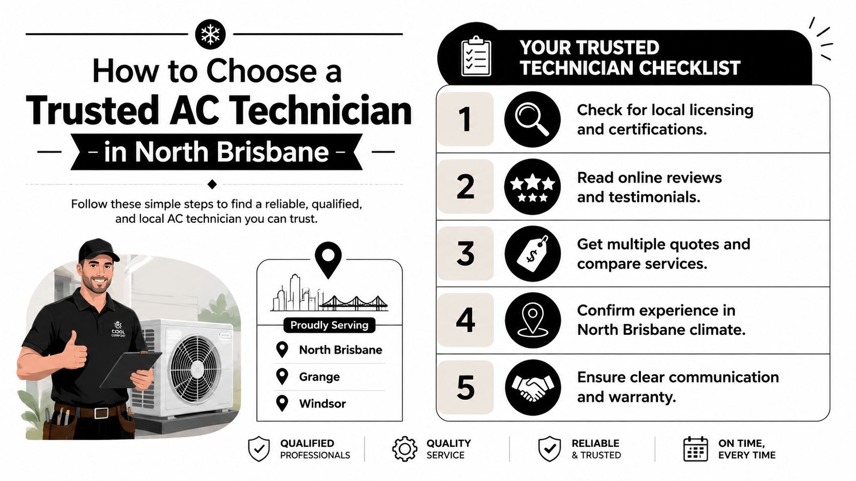 A Checklist For Choosing A Trusted Air Conditioning Technician In North Brisbane With Professional Service Tips.