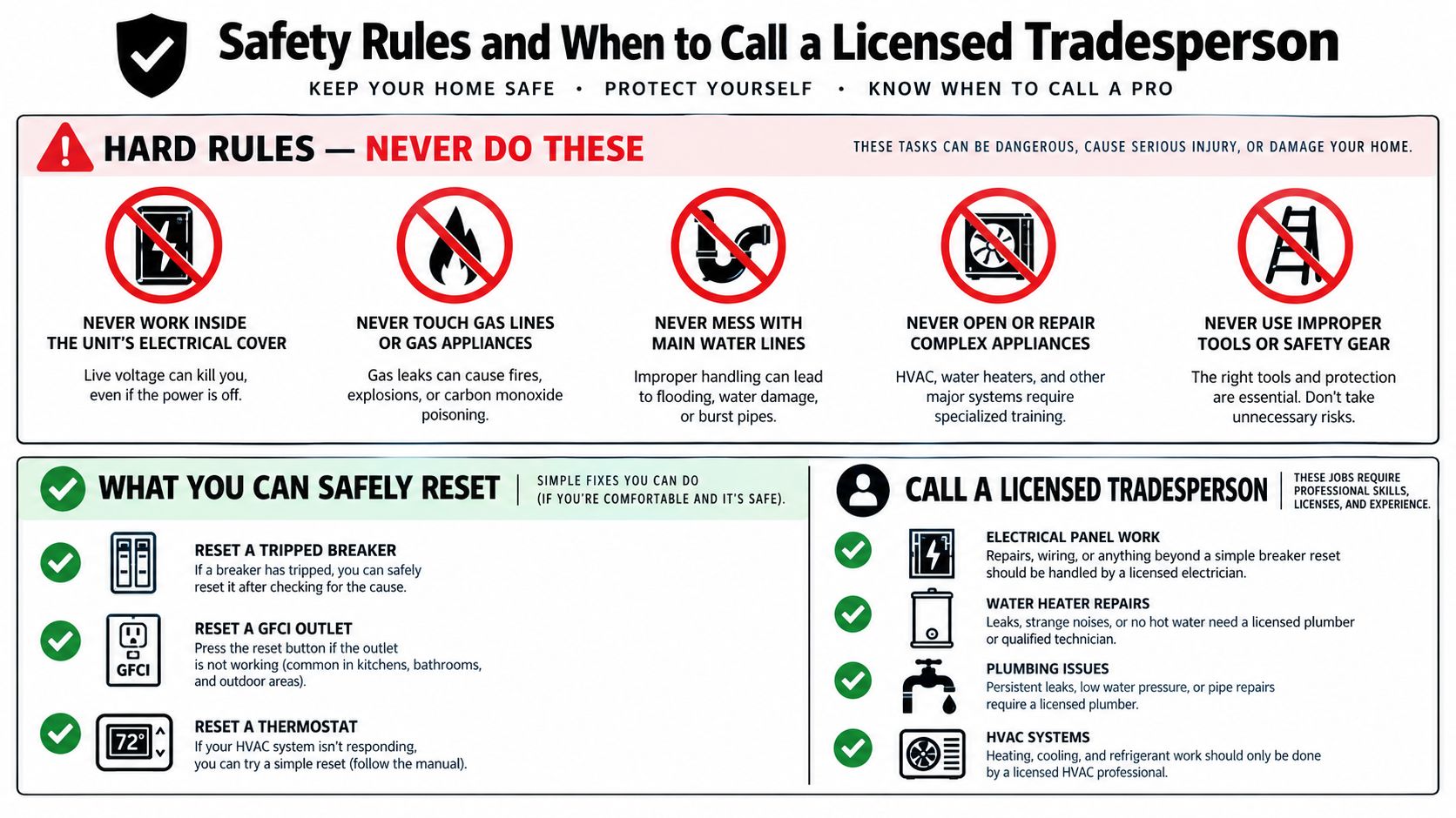 A Safety Infographic Guide Detailing When To Perform Minor Home Repairs And When To Call A Professional.