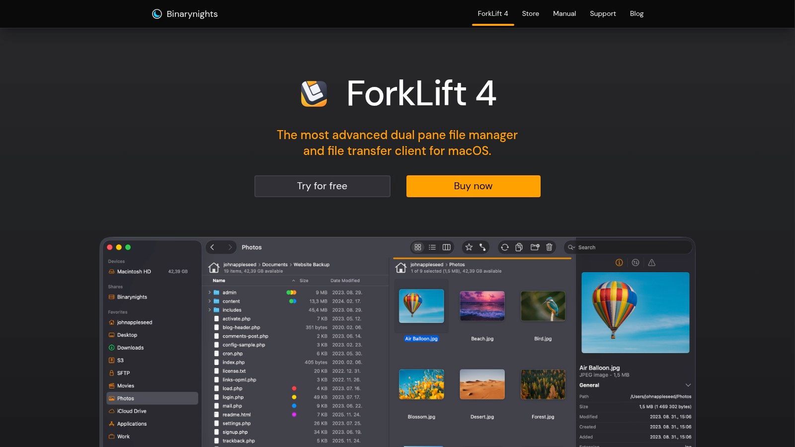 Gestionnaire de fichiers à double panneau ForkLift 4
