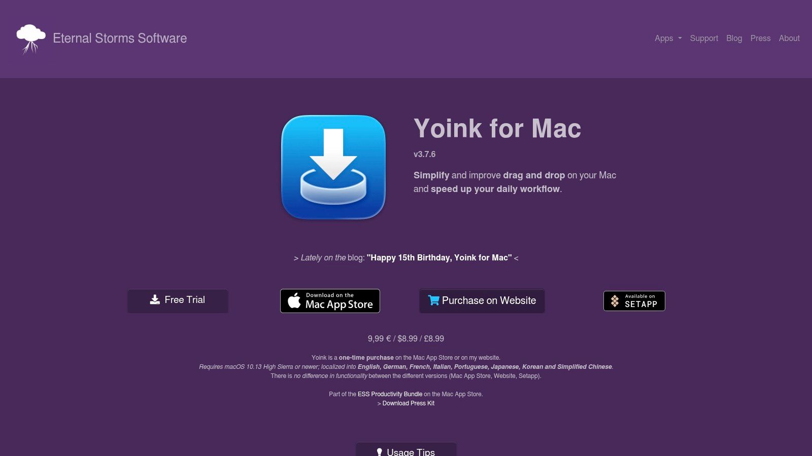 Étagère temporaire de fichiers Yoink pour Mac