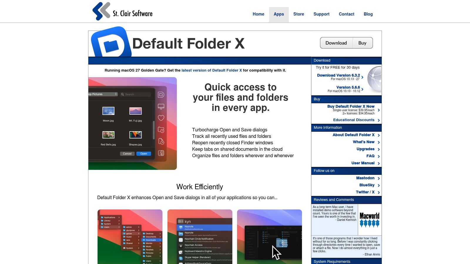 Fenêtre Ouvrir et Enregistrer enrichie par Default Folder X