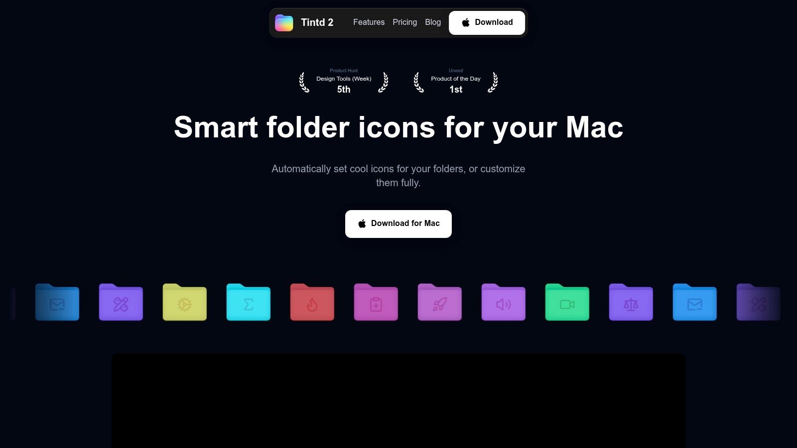 Organizacion de iconos de carpetas de Tintd en Finder