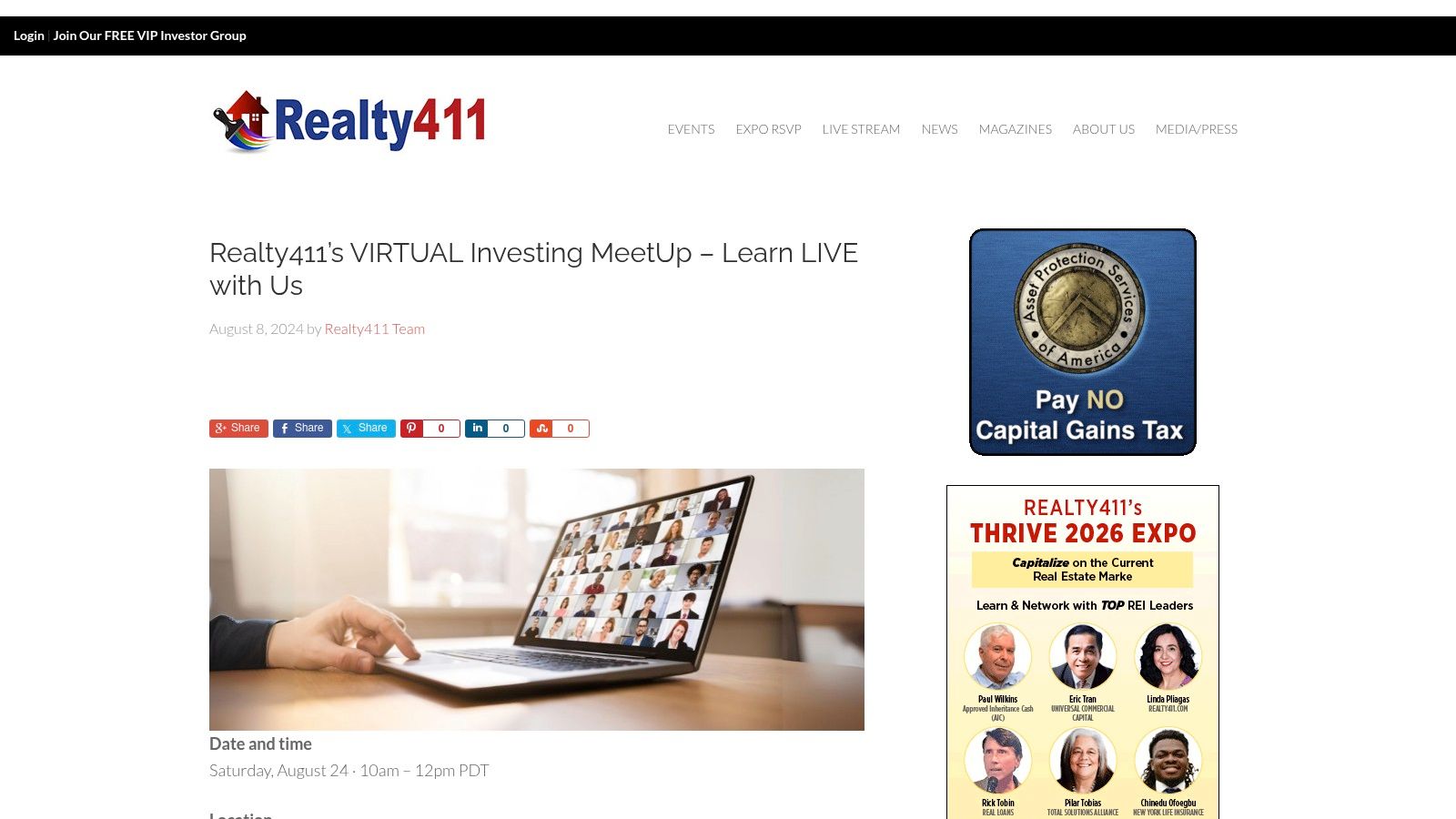 Realty411 Virtual Investing MeetUp / Summits