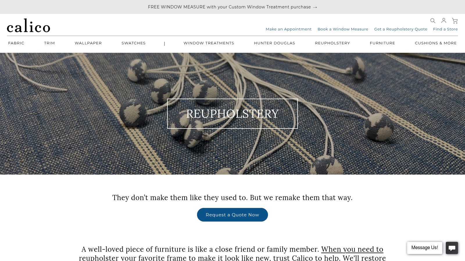 Calico (Calico Corners) Reupholstery Services