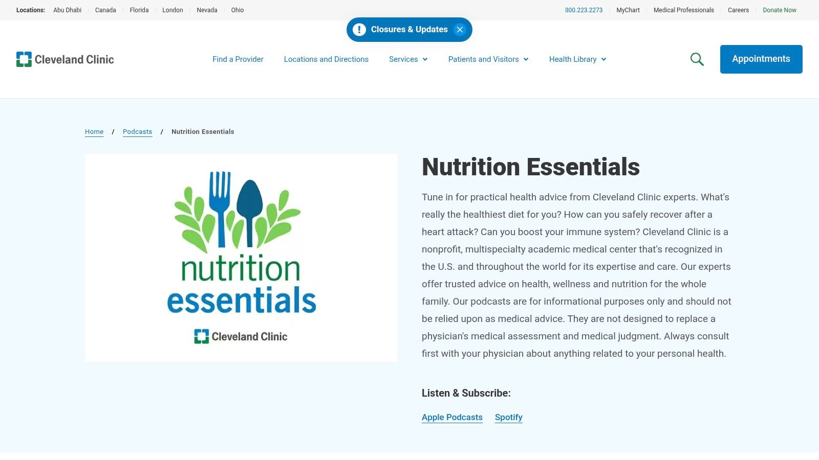 Cleveland Clinic's Nutrition Essentials