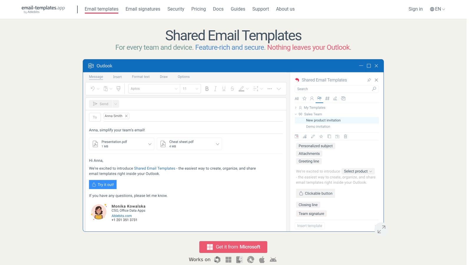 Shared Email Templates by Ablebits