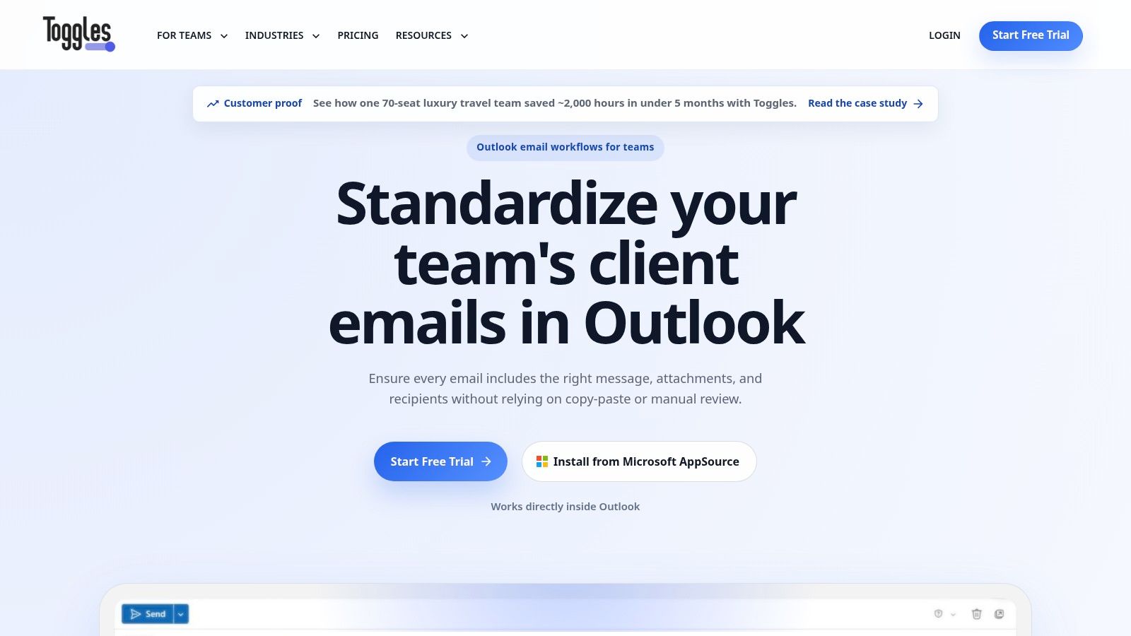 Toggles for Outlook