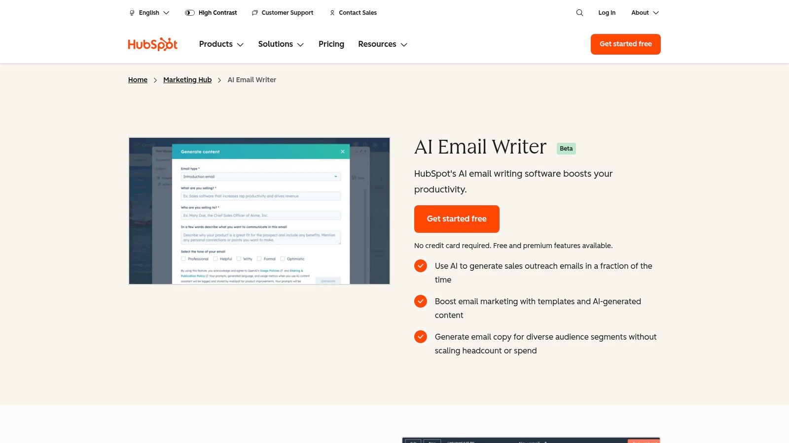 HubSpot AI Email Writer