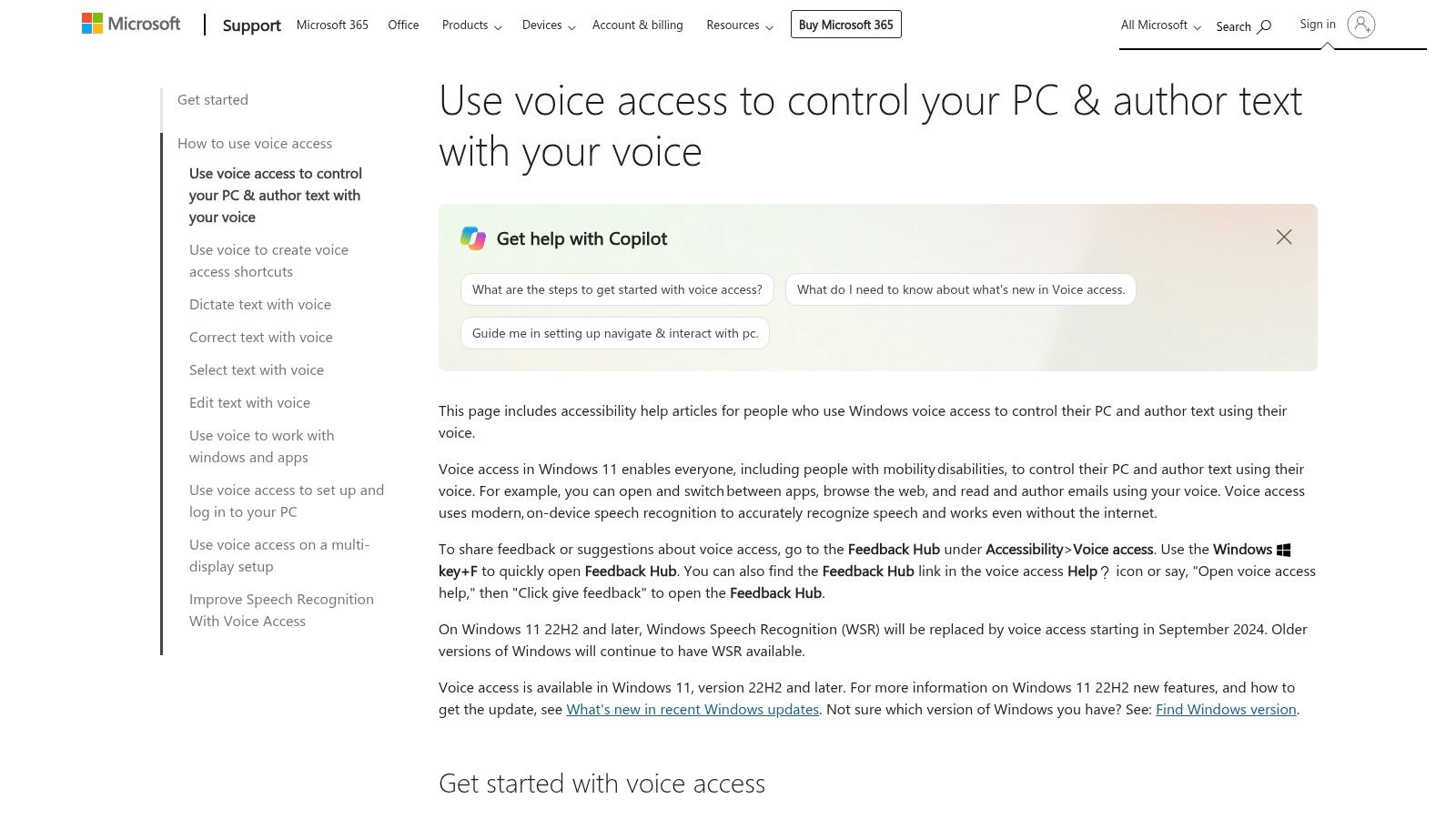 Microsoft Voice Access (Windows 11)