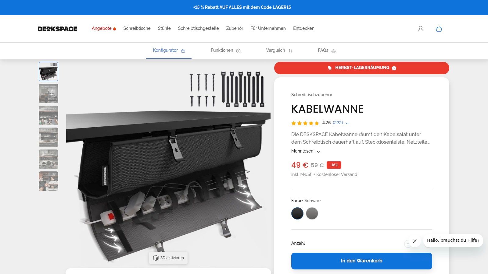 KABELWANNE Schreibtischzubehör