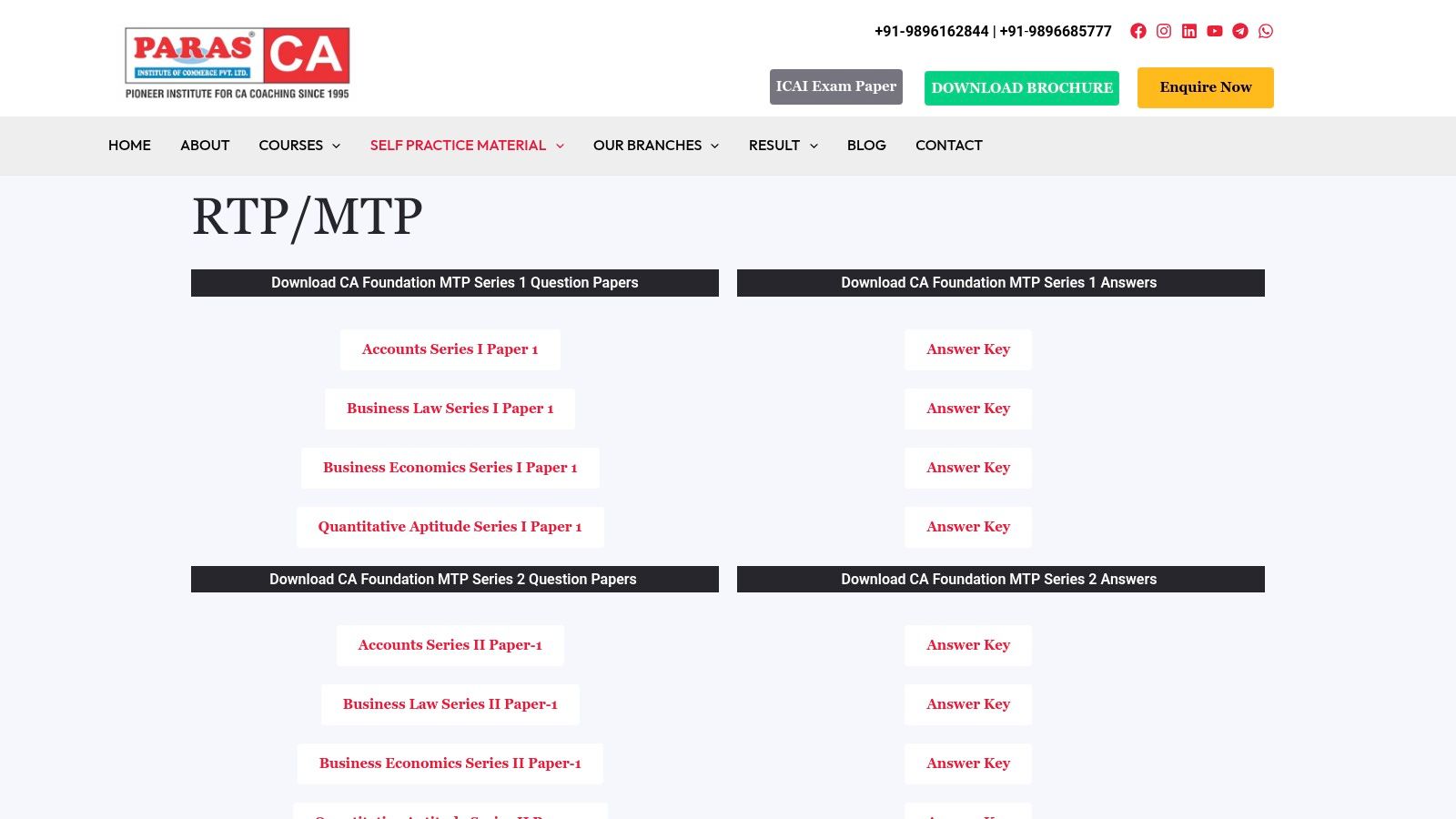 Paras Institute of Commerce (RTP/MTP Downloads)