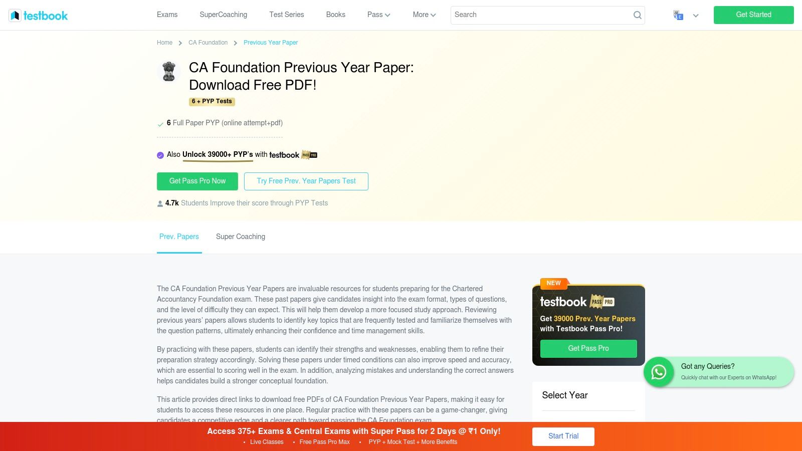 Testbook (CA Foundation Previous Year Papers)