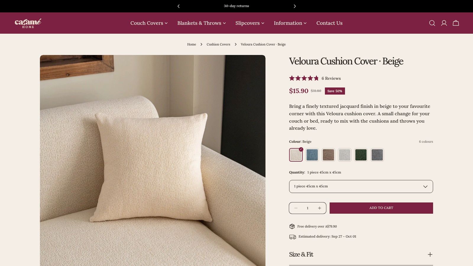Cushion Cover - Veloura - Beige