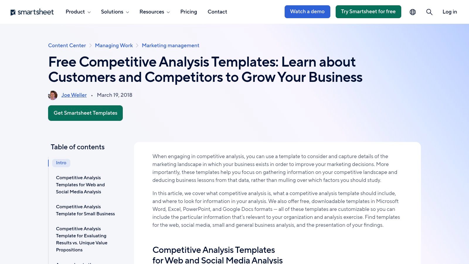 Notion Competitor Analysis Templates