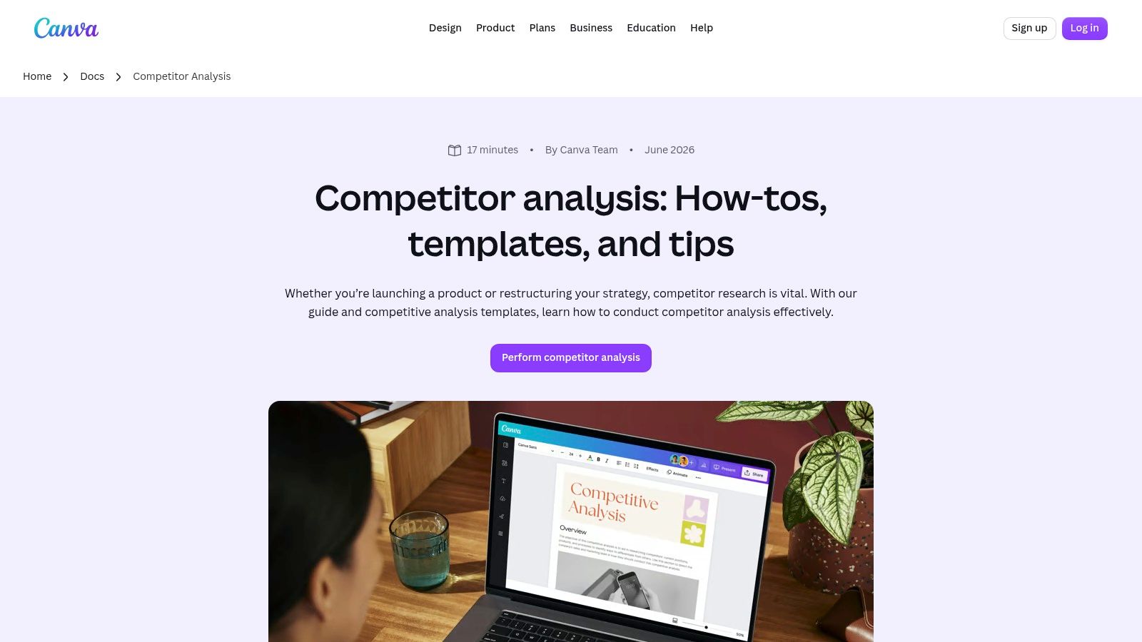 Canva Competitor Analysis in Canva Docs