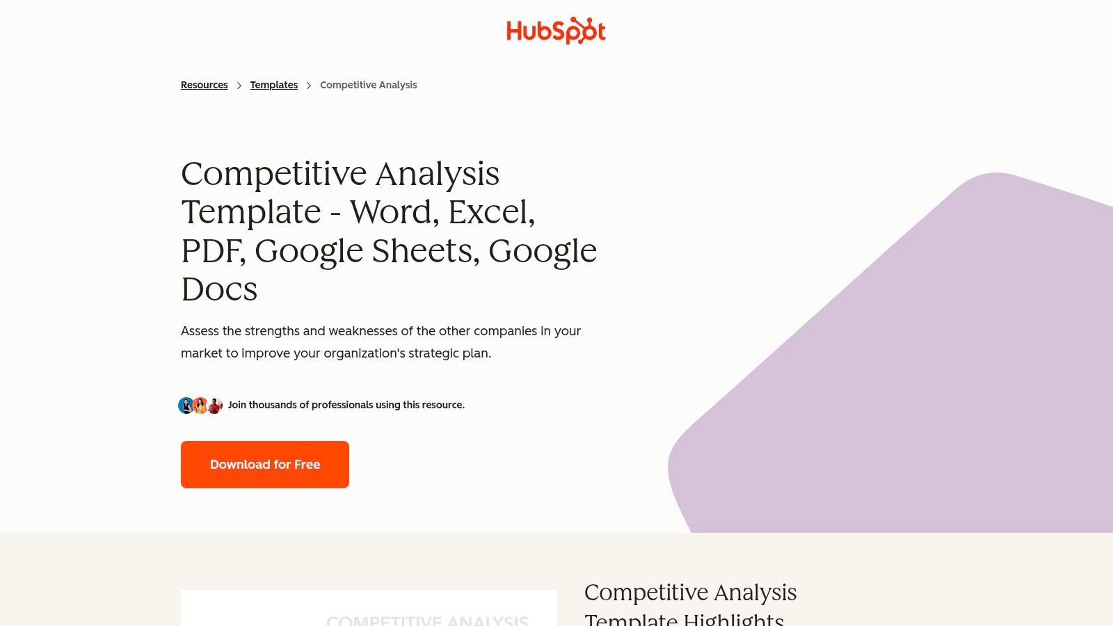 HubSpot Competitive Analysis Template