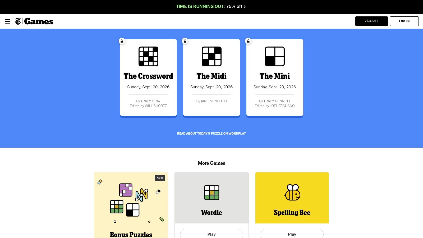 NYT Games (Wordle, Connections, Spelling Bee, Crossword, etc.)