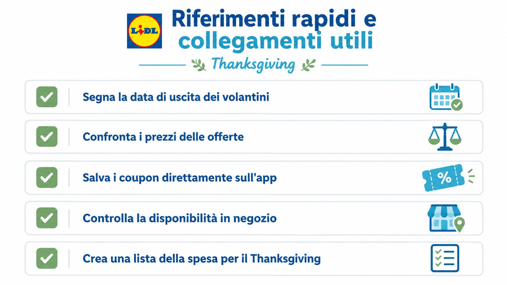Un elenco di collegamenti utili Lidl per la pianificazione della spesa durante il periodo del Ringraziamento.