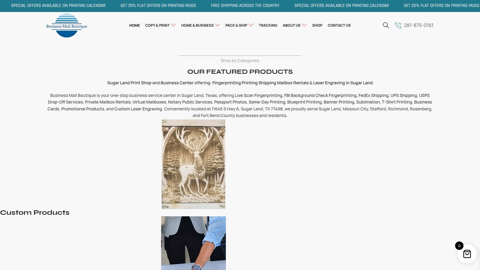 Screenshot from https://www.businessmailboutique.com