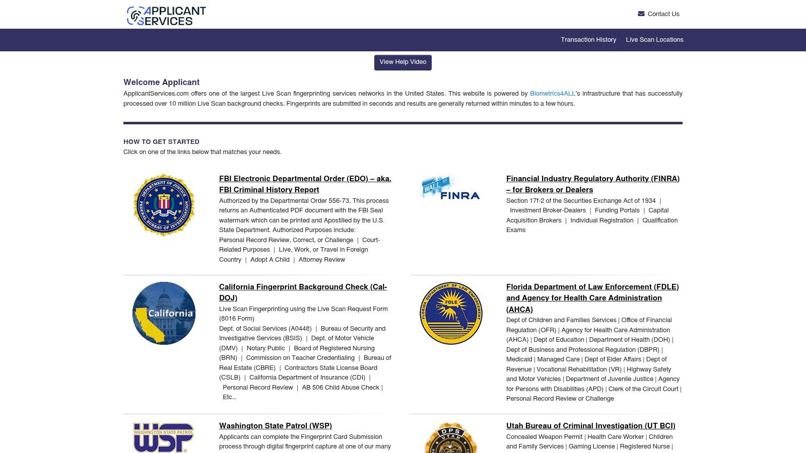 Biometrics4ALL / ApplicantServices.com (FBI-Approved Channeler)