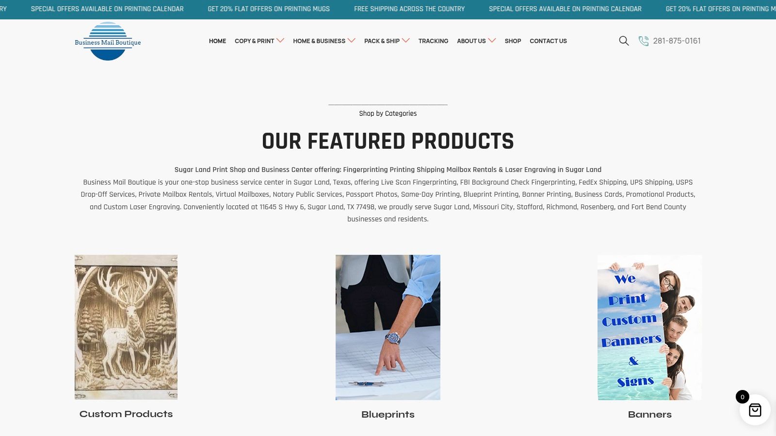 Screenshot from https://www.businessmailboutique.com