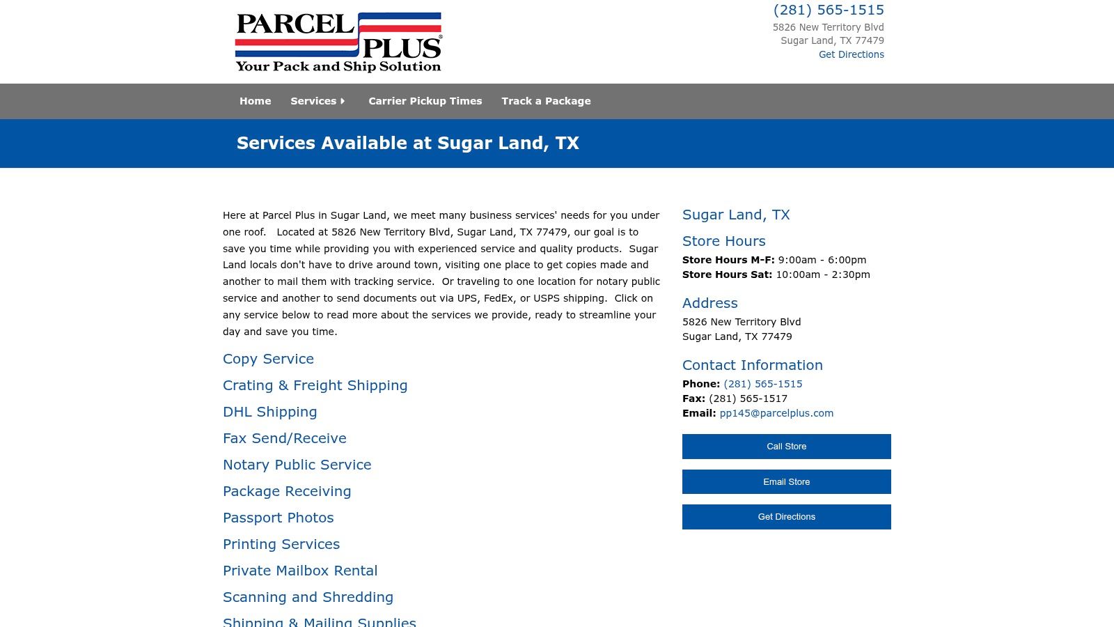 Parcel Plus – 5826 New Territory Blvd, Sugar Land