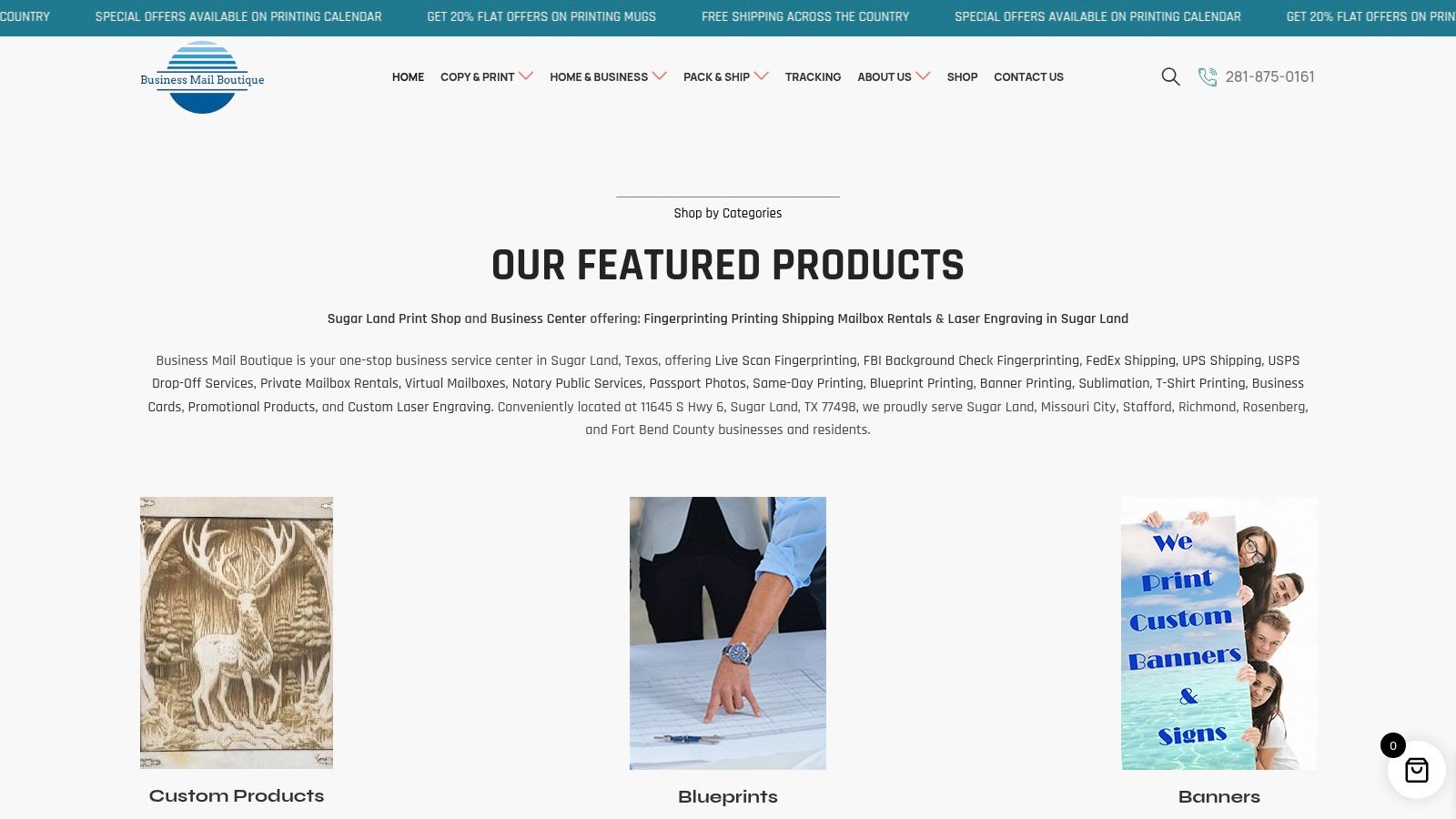 Screenshot from https://www.businessmailboutique.com