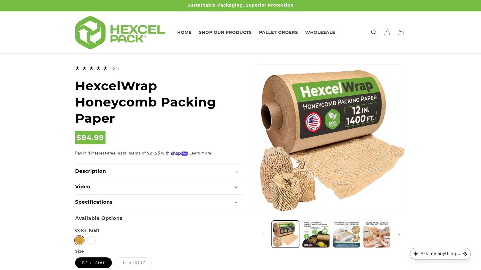 HexcelPack – HexcelWrap Honeycomb Packing Paper