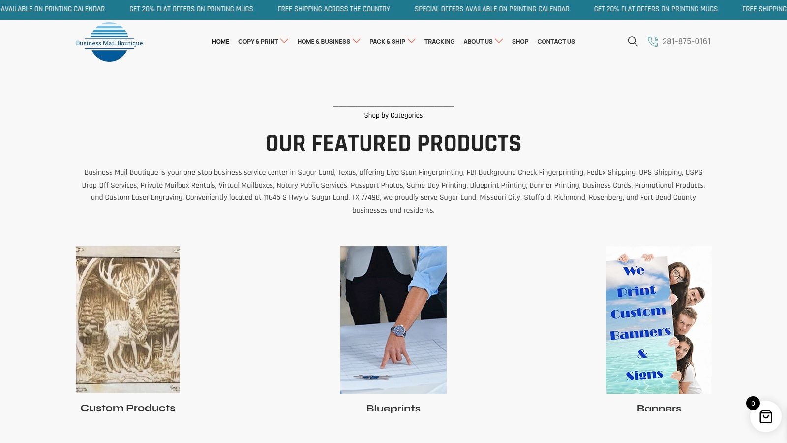 Screenshot from https://www.businessmailboutique.com