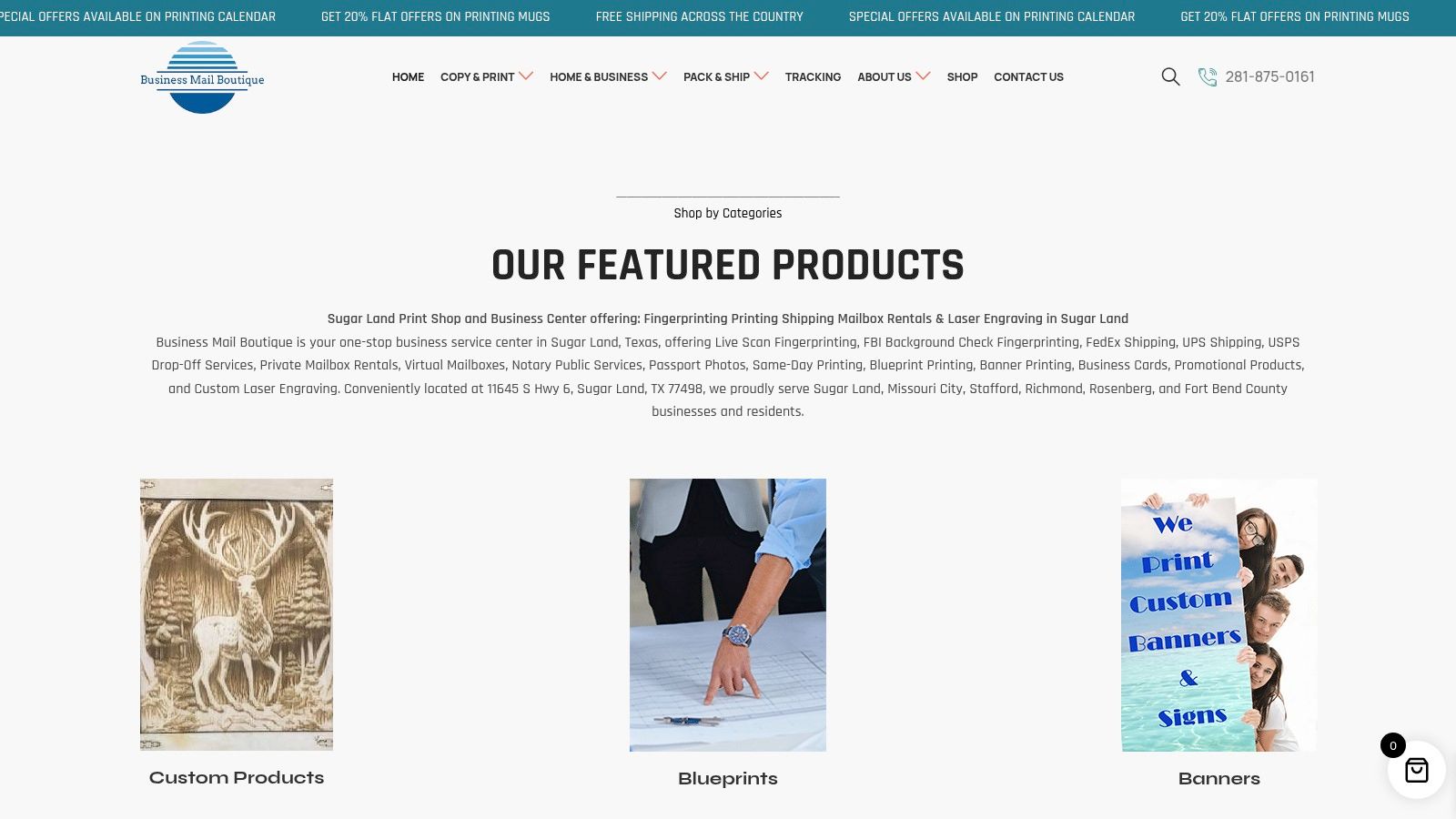 Screenshot from https://www.businessmailboutique.com