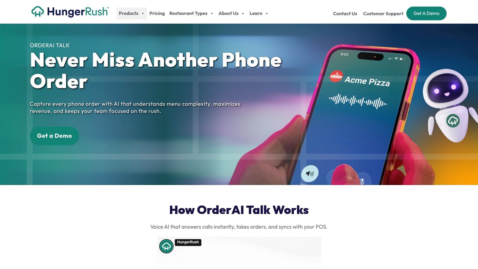HungerRush OrderAI Talk