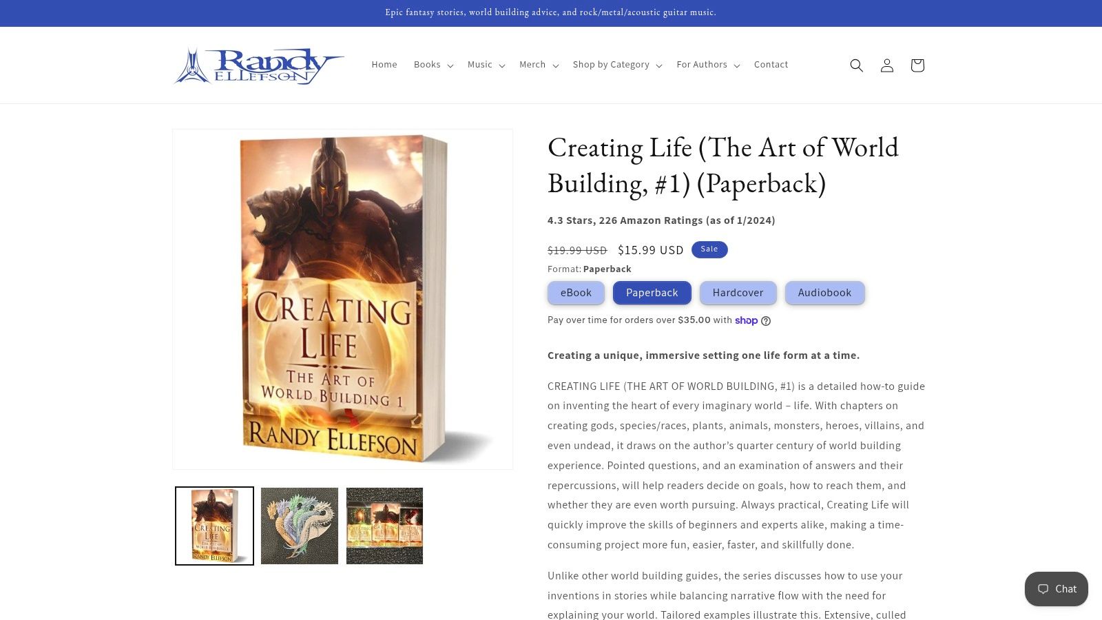 The Art of World Building Volume 1 Creating Life by Randy Ellefson