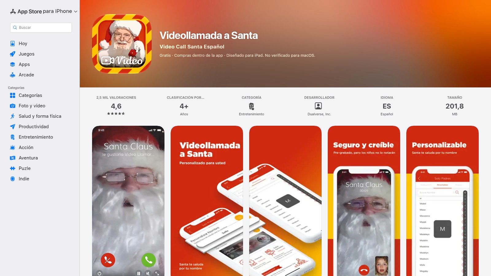 Videollamada a Santa