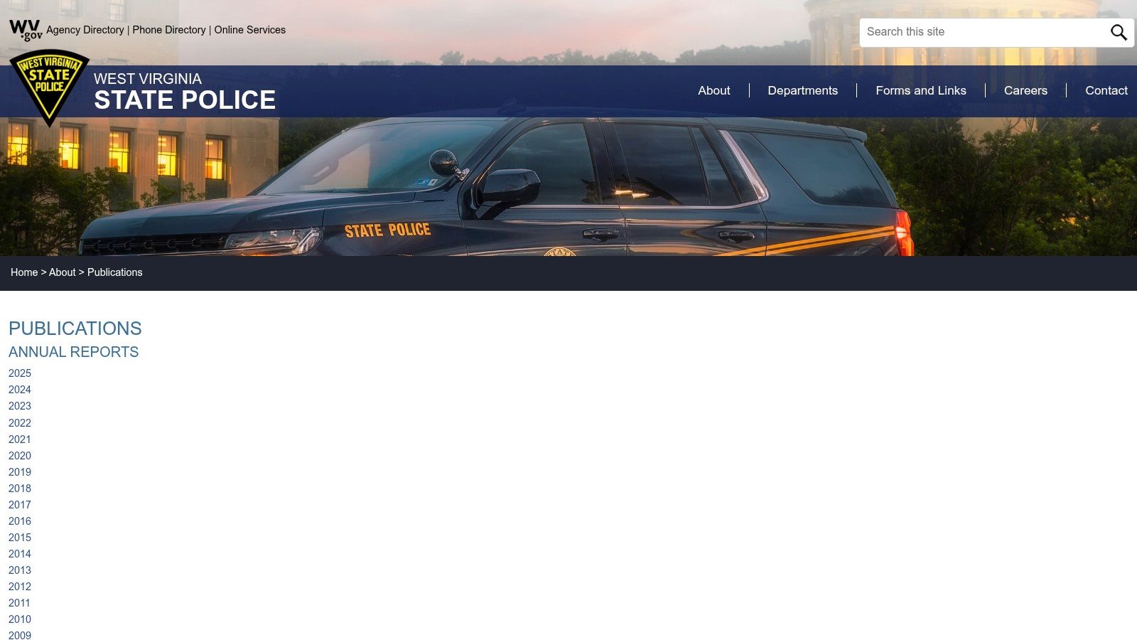 West Virginia State Police, Uniform Crime Reporting (WVIBRS) Publications