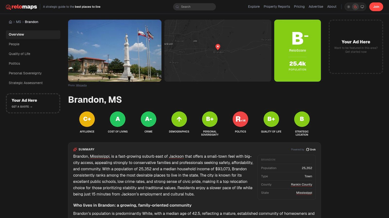 CrimeGrade.org Mississippi safety map