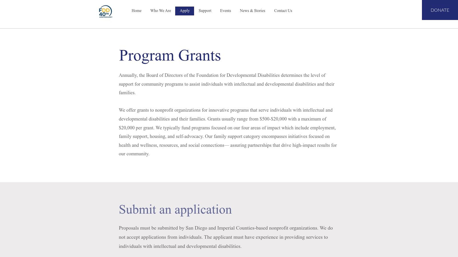 Foundation for Developmental Disabilities Program Grants