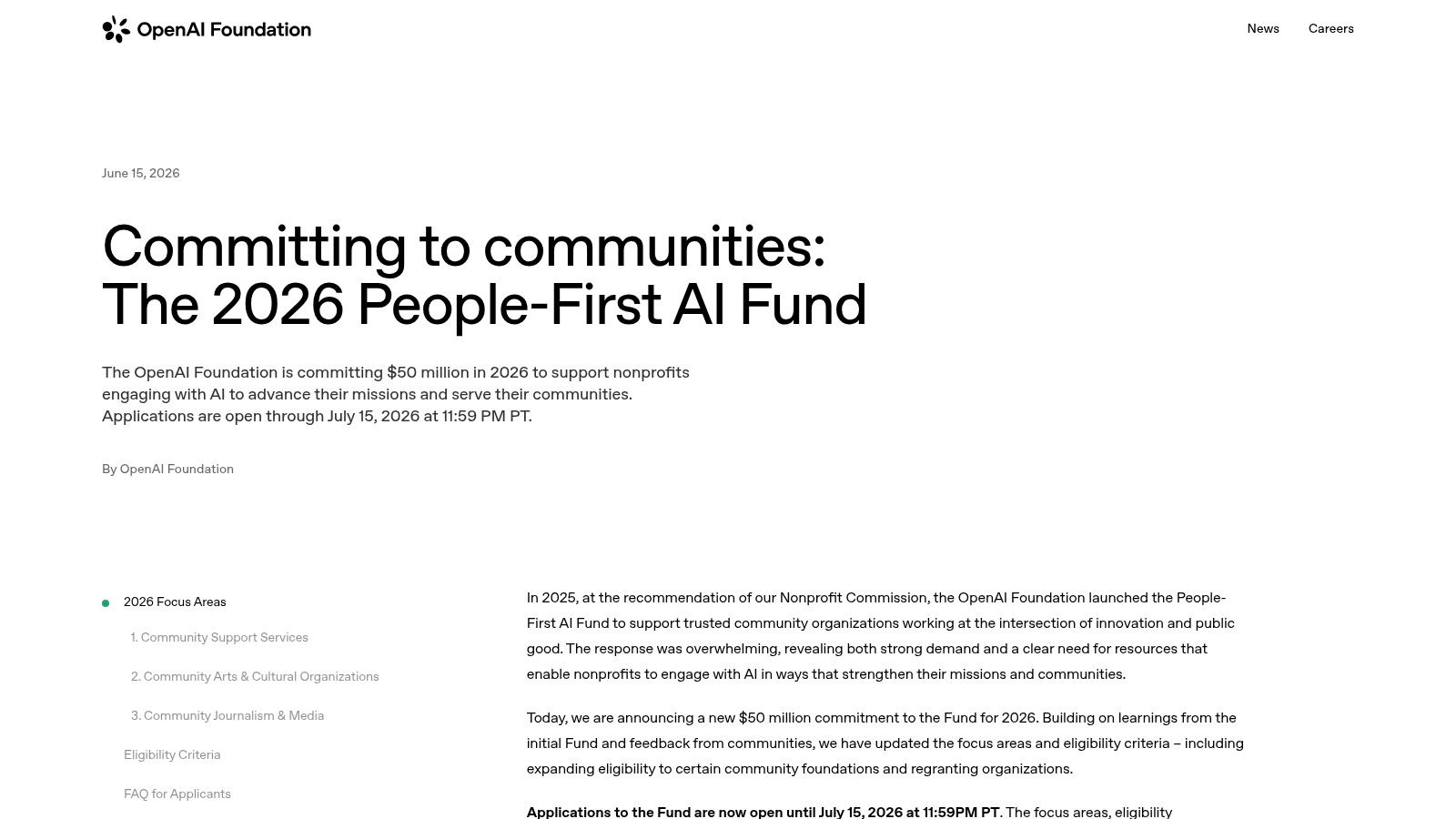 OpenAI Foundation People-First AI Fund