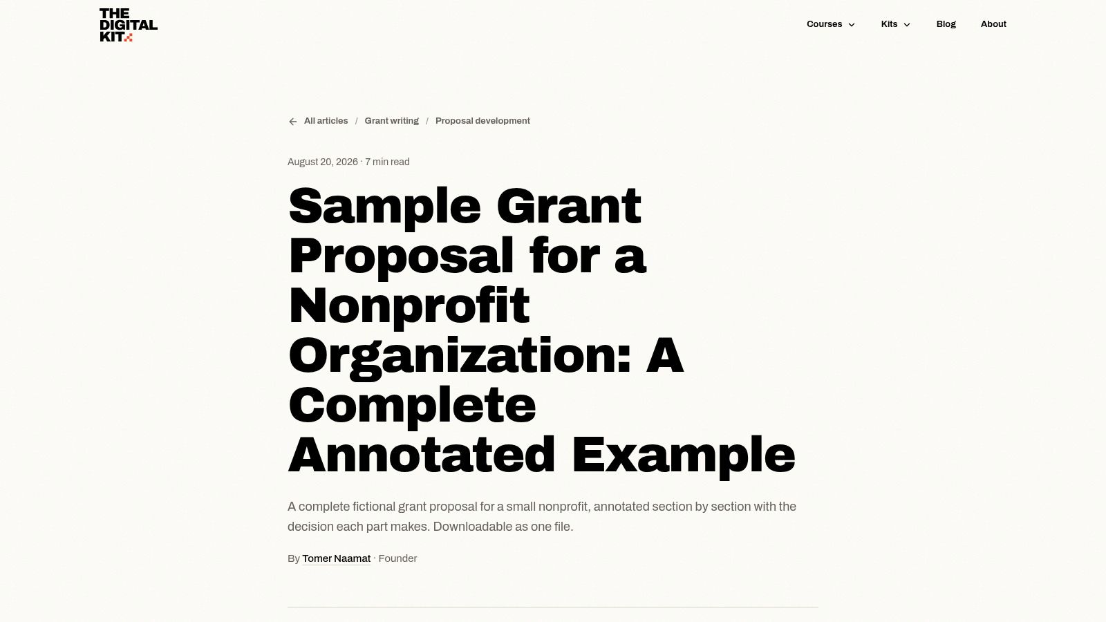 The Digital Kit, annotated nonprofit proposal
