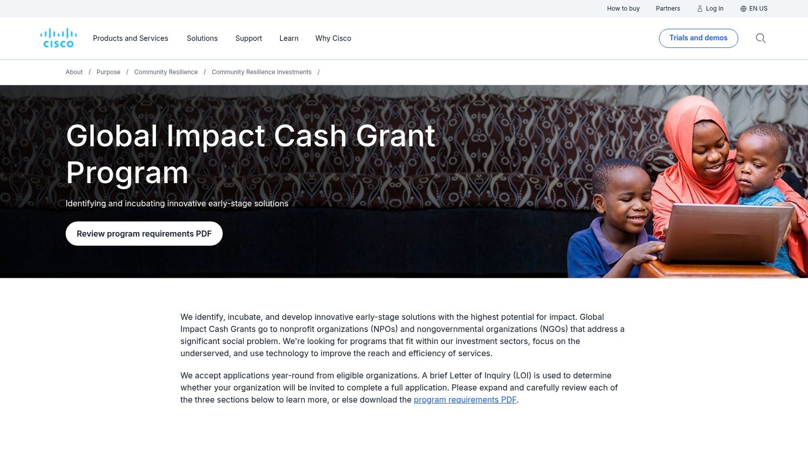 Cisco Global Impact Cash Grant