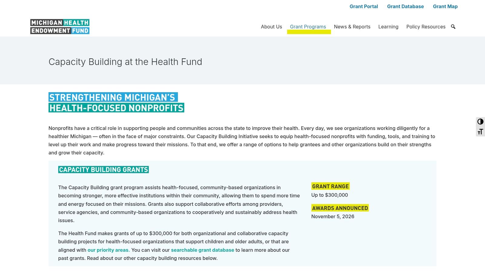 Michigan Health Endowment Fund Capacity Building