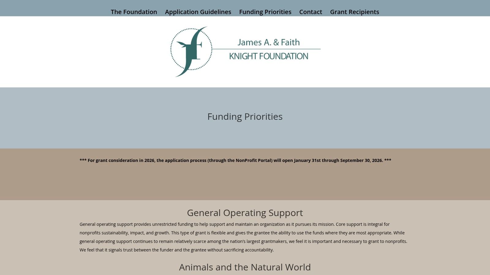 James A. & Faith Knight Foundation, General Operating Support