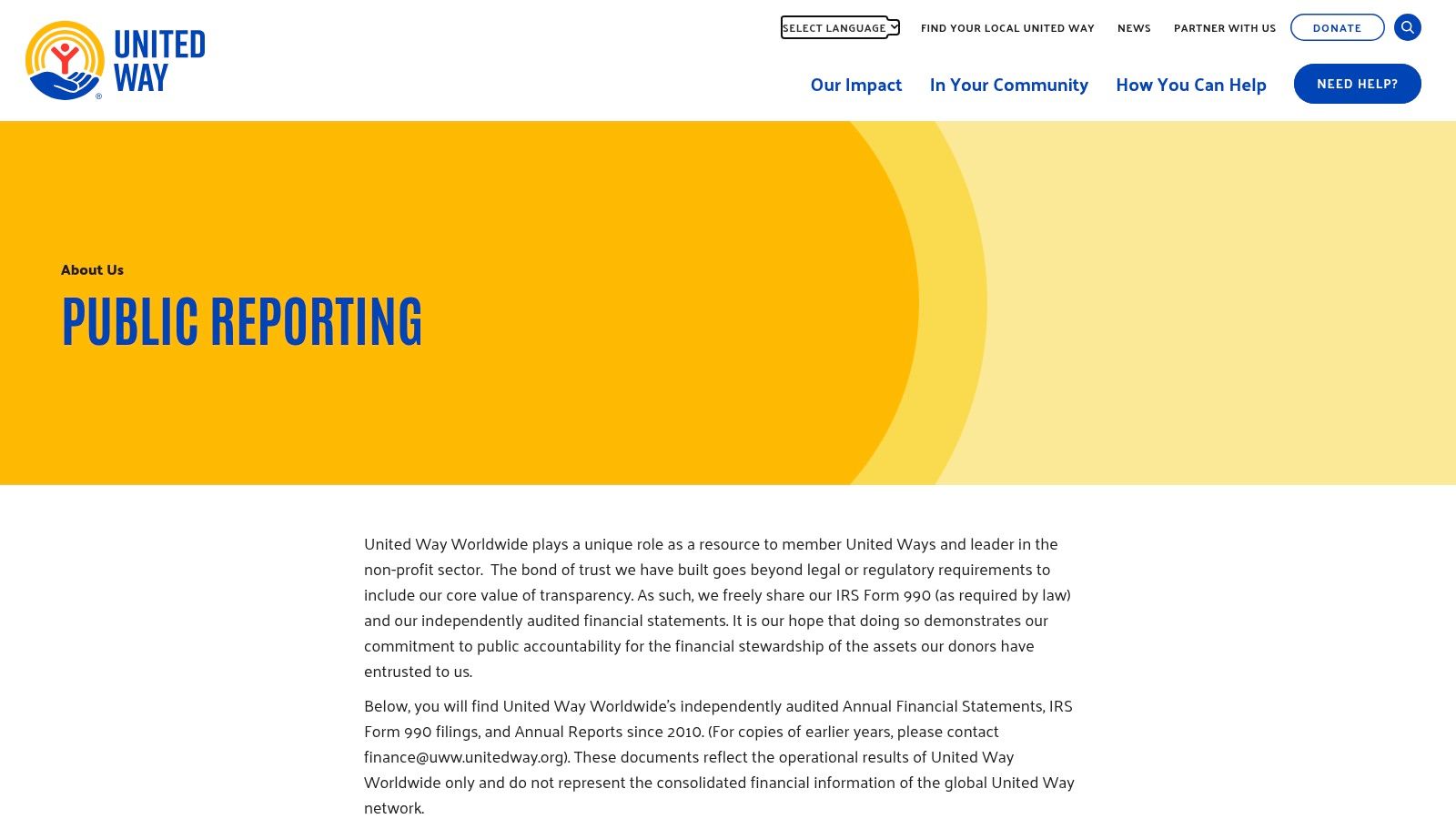 United Way Worldwide, Consolidated Financial Statements