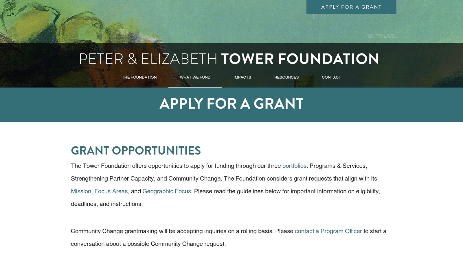 The Tower Foundation, Short-Term General Operating Grants