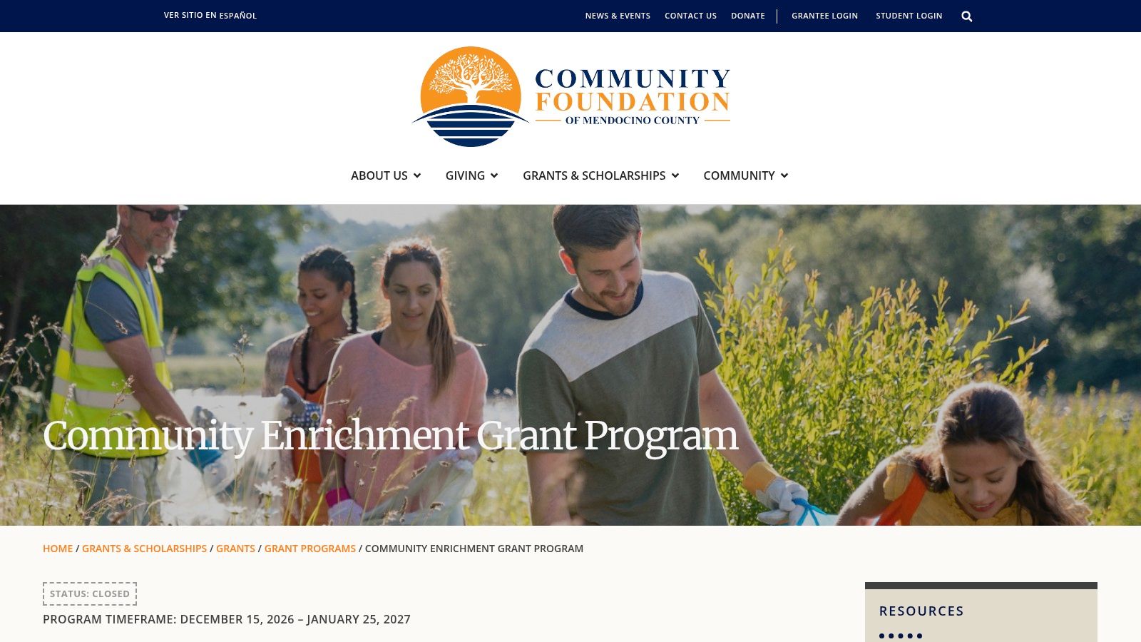 Community Foundation of Mendocino County Community Enrichment Grants