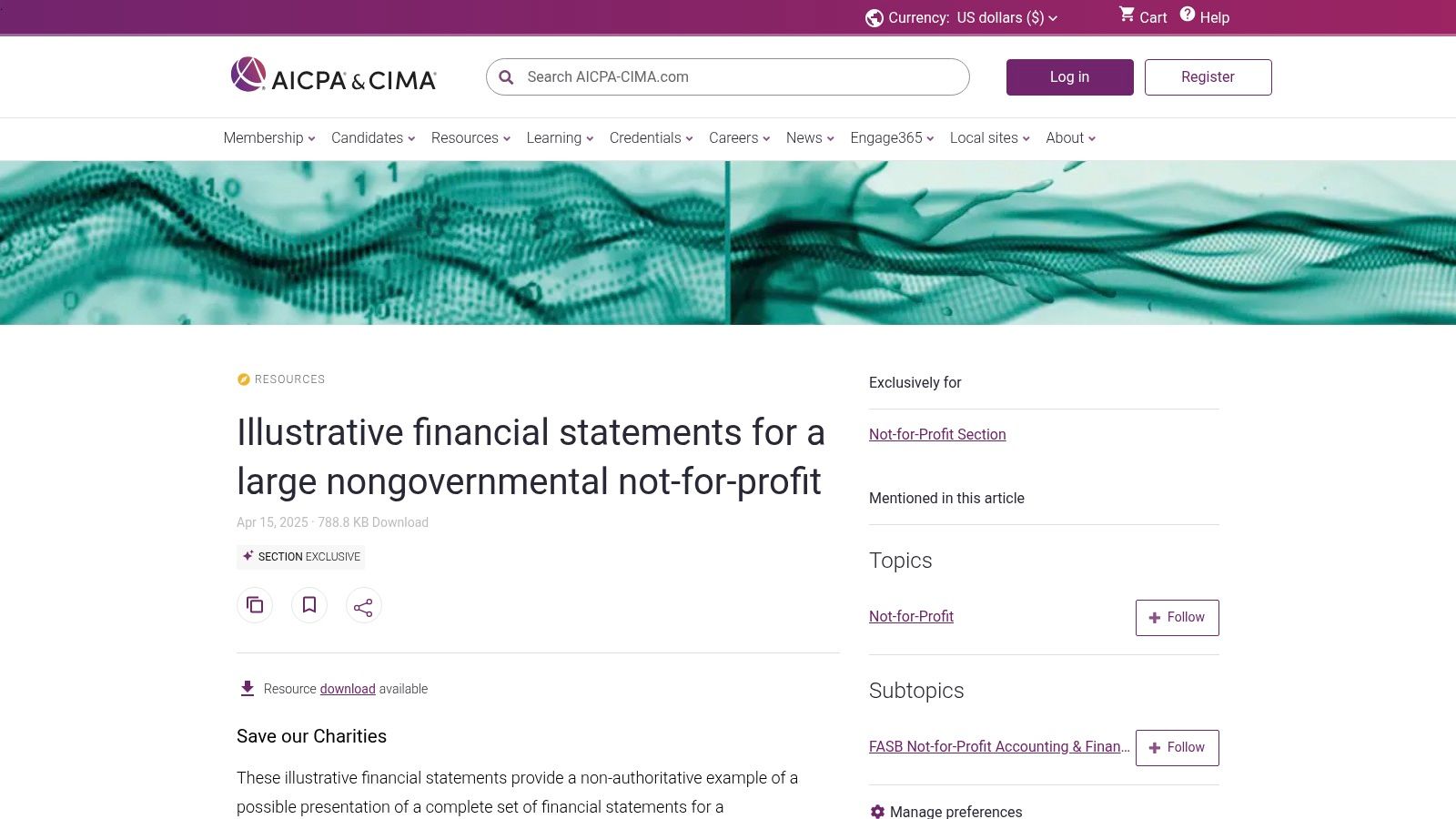 AICPA, Illustrative Financial Statements: Save Our Charities