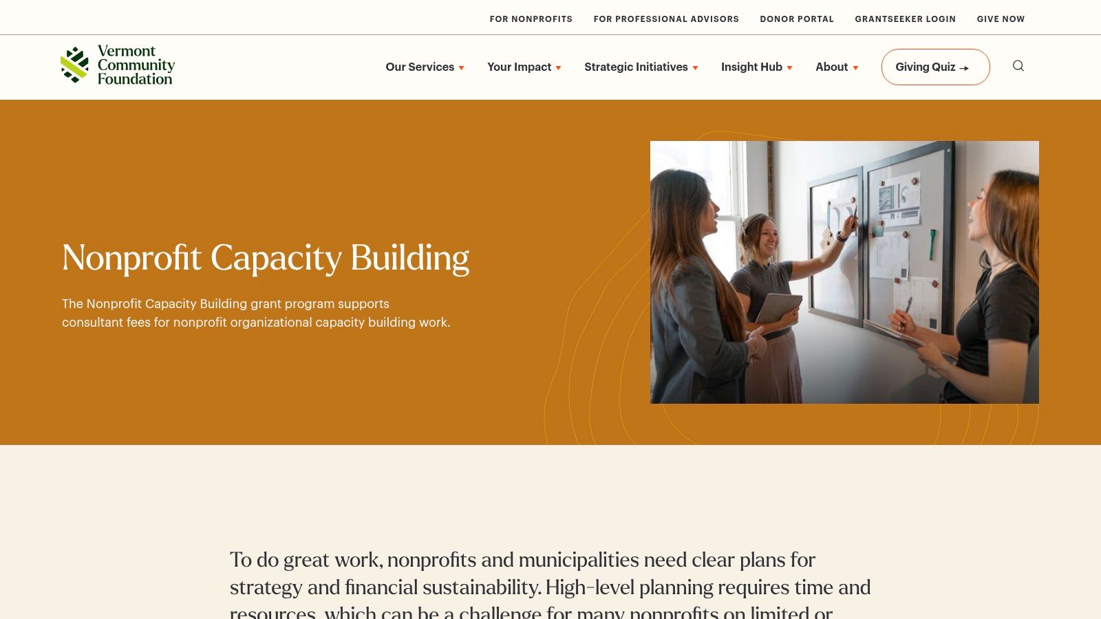 Vermont Community Foundation Nonprofit Capacity Building